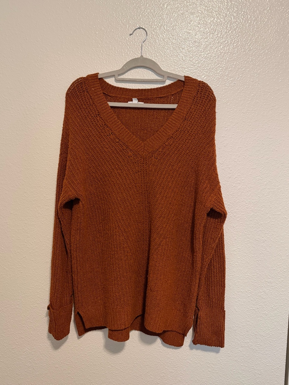 Nine West Rust V-Neck Knit Sweater